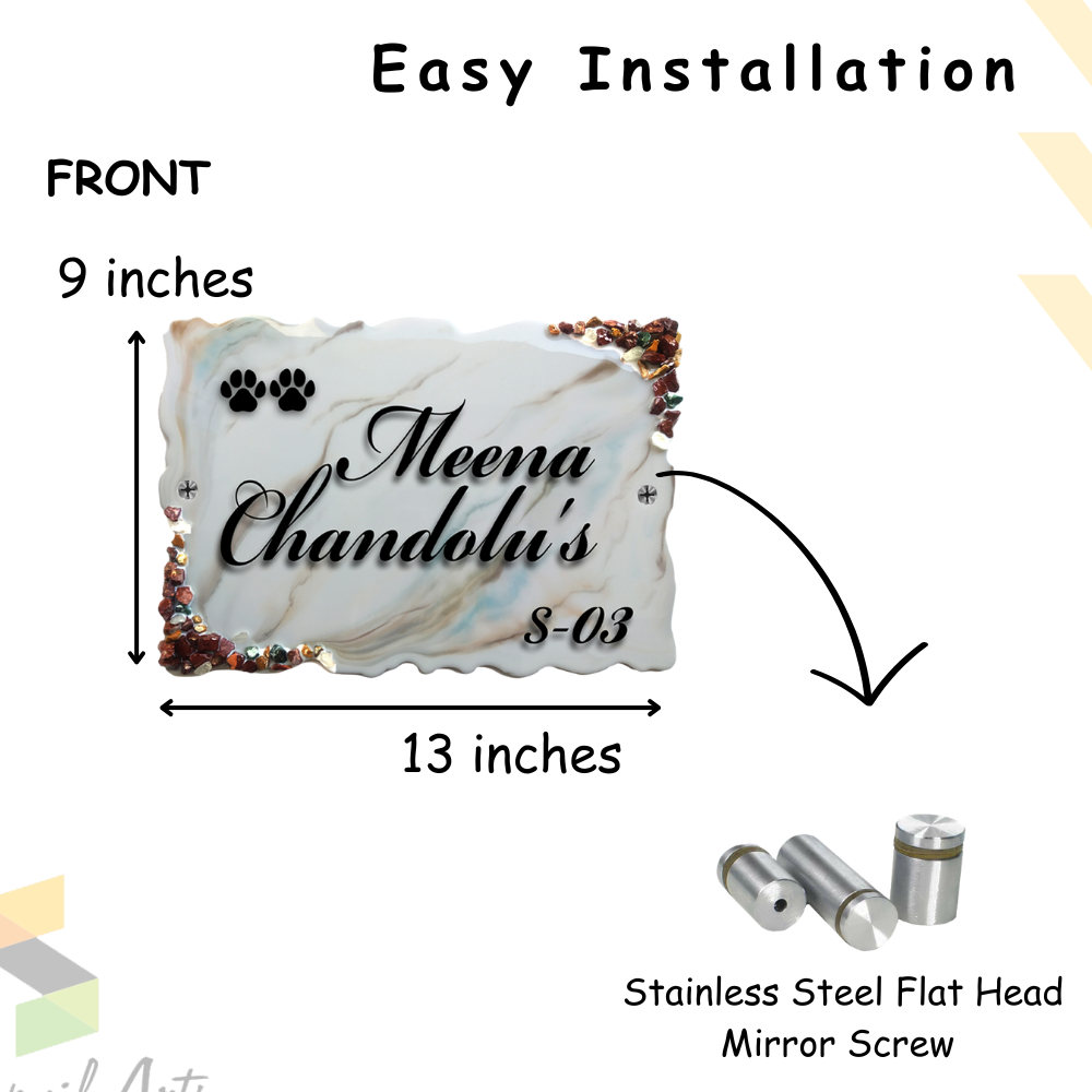 Resin & Acrylic Name Plate for Home Entrance (Shiny Resin Art)