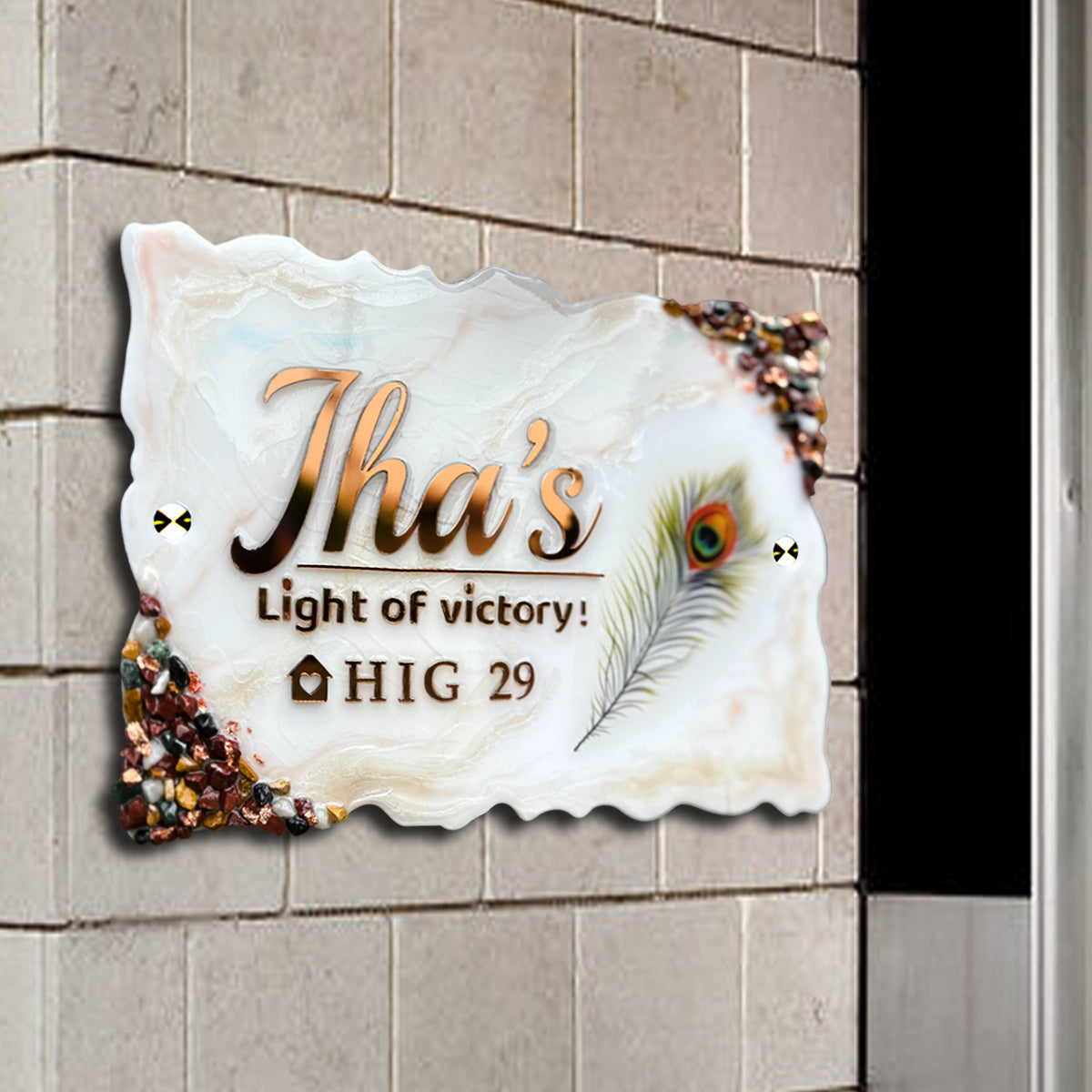 Claassic Customized Resin & Acrylic Name Plate for Home Entrance, Flat, Bungalow