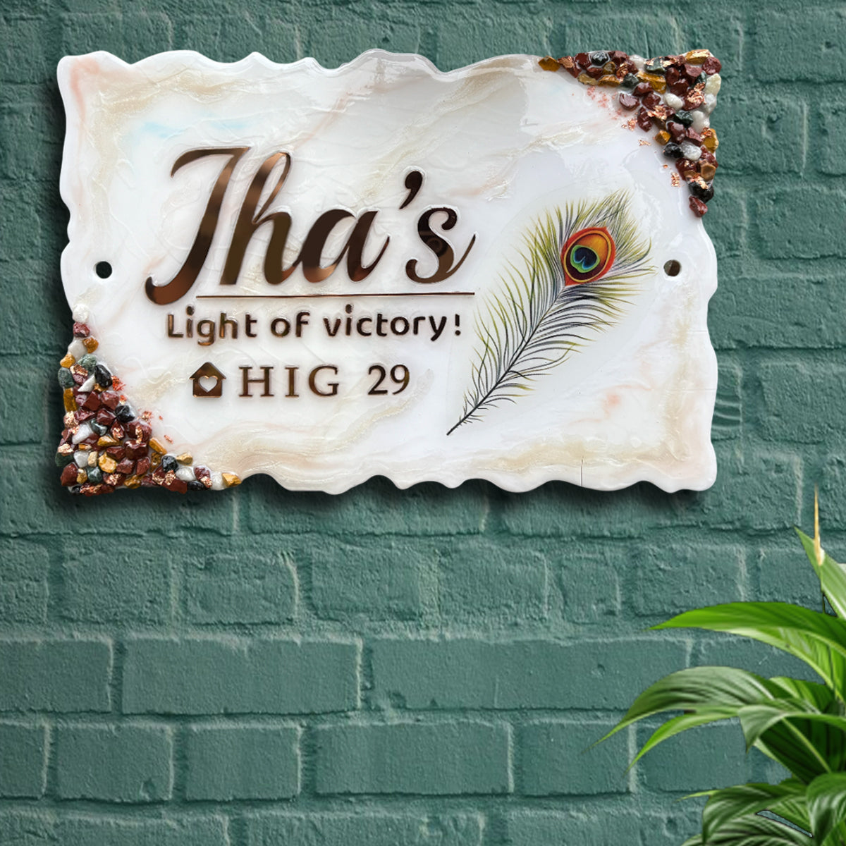 Claassic Customized Resin & Acrylic Name Plate for Home Entrance, Flat, Bungalow