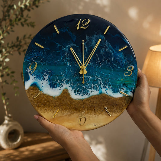 Ocean Theme Resin & Wooden Wall Clock