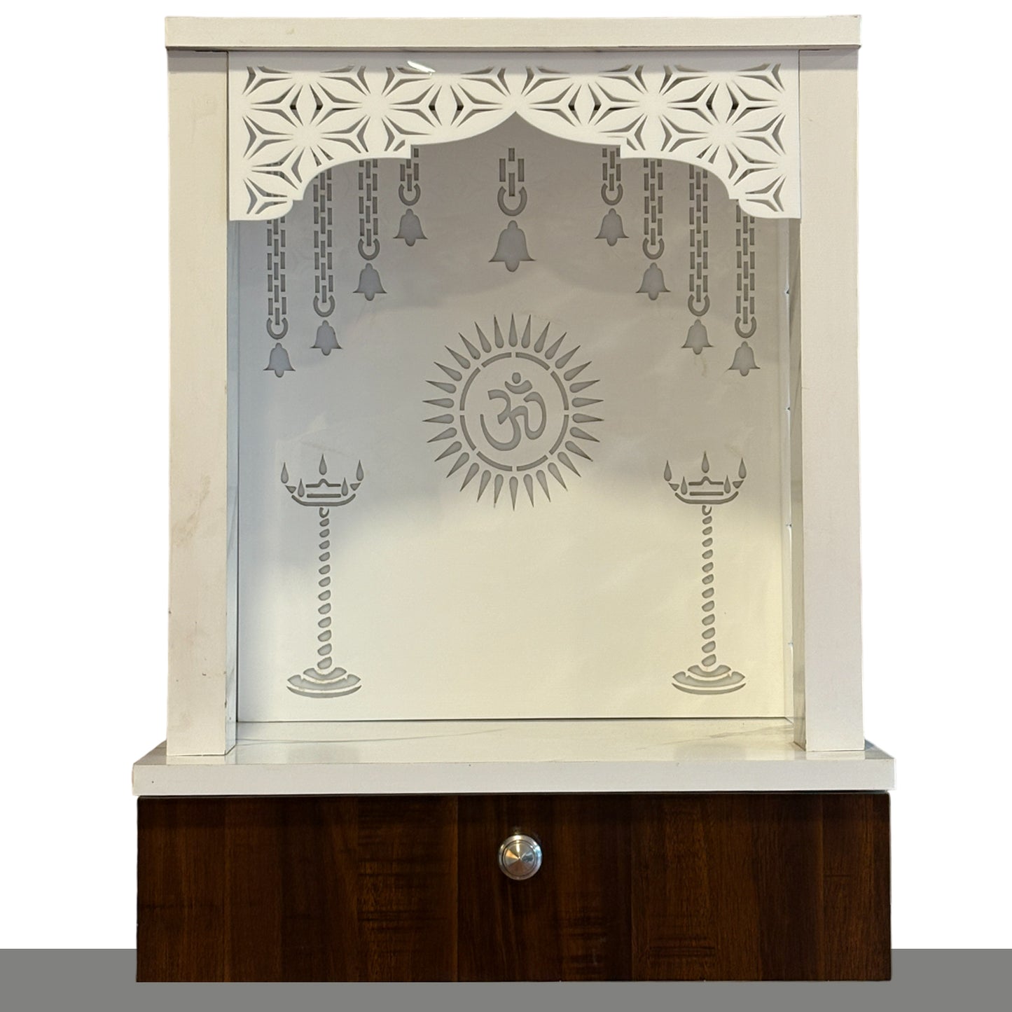 Preassembled Decorative Acrylic Temple /Mandir for Home with LED Light & Drawer