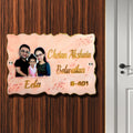 Resin & Acrylic Name Plate for Home Entrance, Flat Bungalow ( Family Caricature)