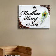 Resin & Acrylic Door Name Plate for Home Entrance, Flat, Bungalow (White Shine)