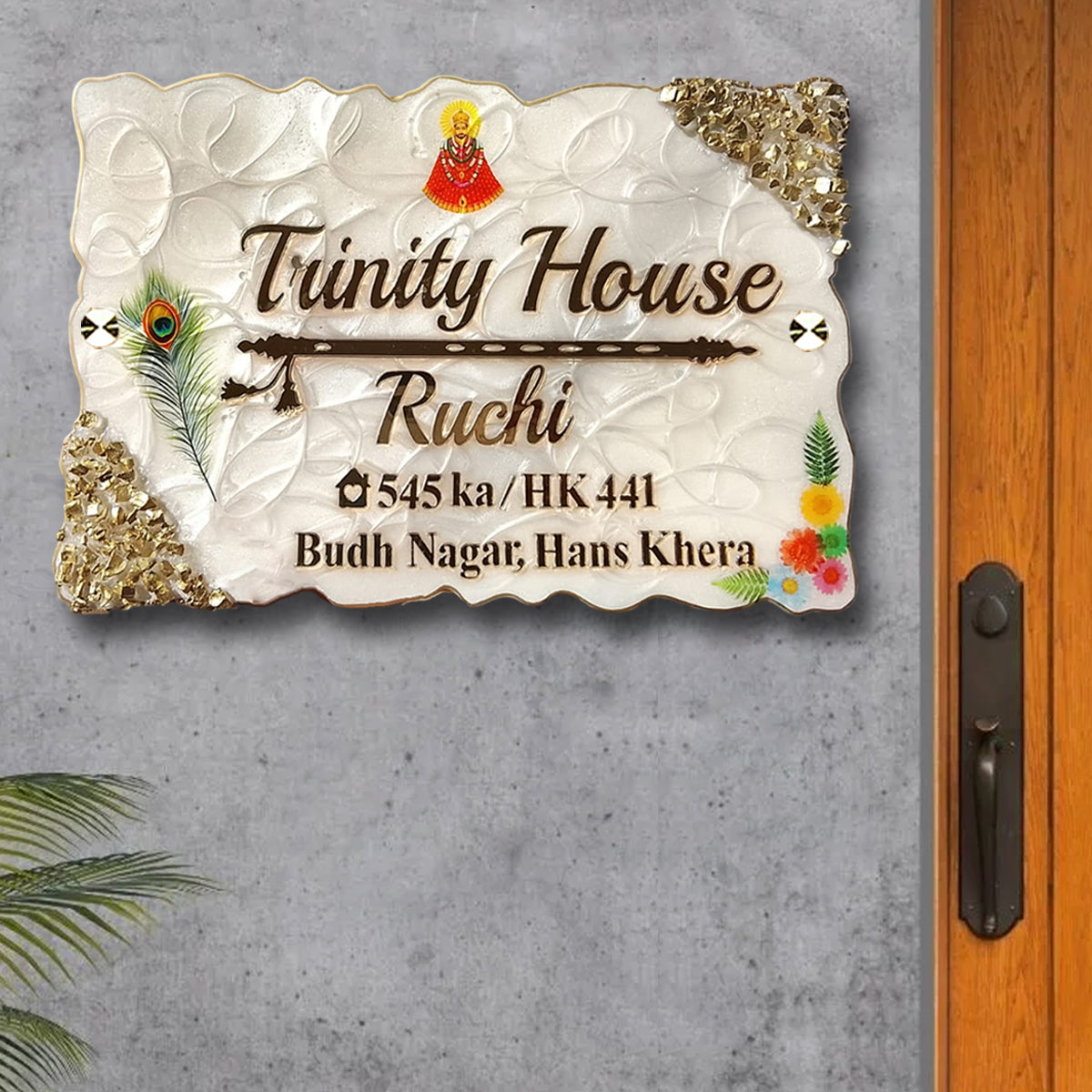 Resin & Acrylic Name Plate for Home Entrance, Flat, Bungalow (Stylish Resin Art)