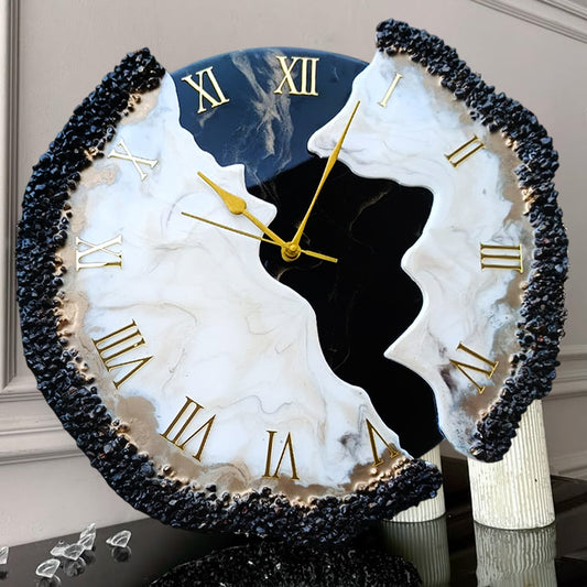 Vintage Theme Round Wall Clock with Beautiful Resin Art