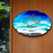 Resin Artwork Beach Theme Resin & Acrylic Door Name Plate for Home Entrance