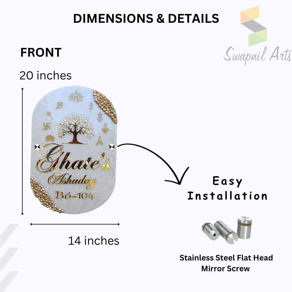 Beautiful Resin & Acrylic Name Plate for House Entrance, Flat, Bungalow (Astamangal)