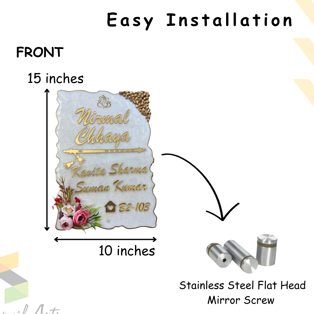 Customized Resin & Acrylic Name Plate for House Entrance, Flat, Bungalow