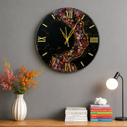 Resin Wall Clock with Decorative River Stones