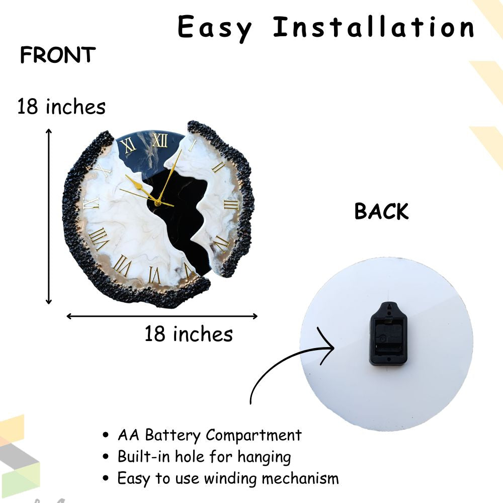 Vintage Theme Round Wall Clock with Beautiful Resin Art
