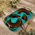 Resin & wooden Serving Tray with Metal Handle