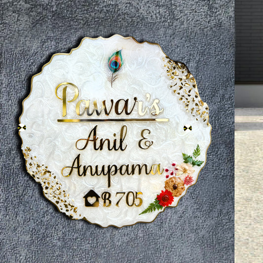 Customized Resin & Acrylic Name Plate for Home Entrance, Flat, Bungalow (Shades of Art)