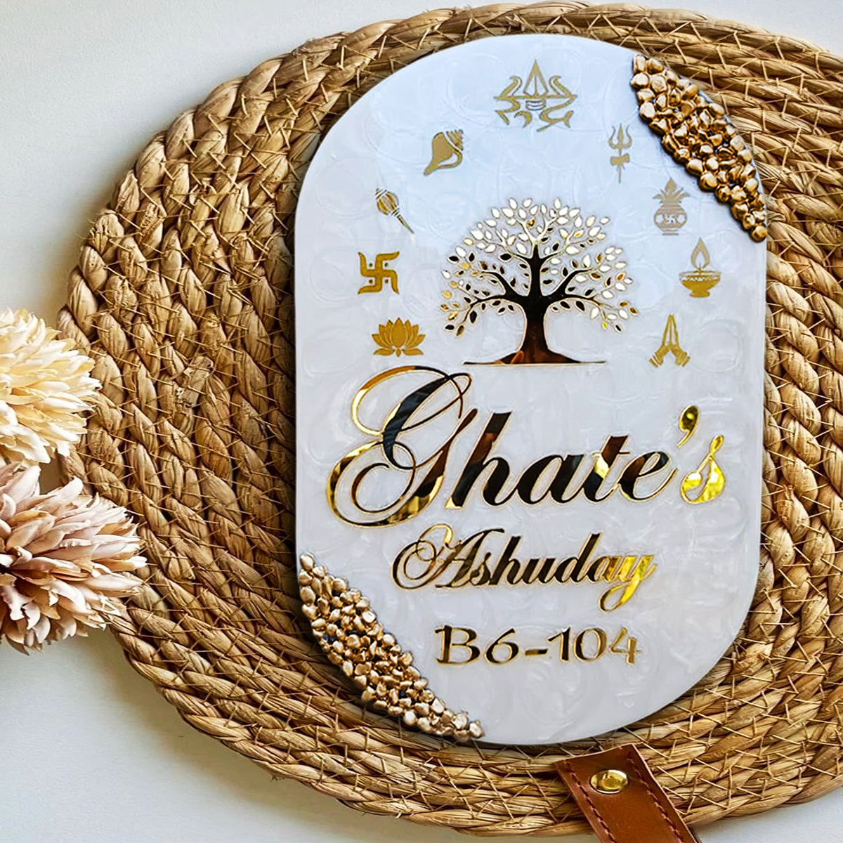 Beautiful Resin & Acrylic Name Plate for House Entrance, Flat, Bungalow (Astamangal)