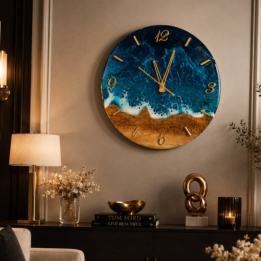 Ocean Theme Resin & Wooden Wall Clock