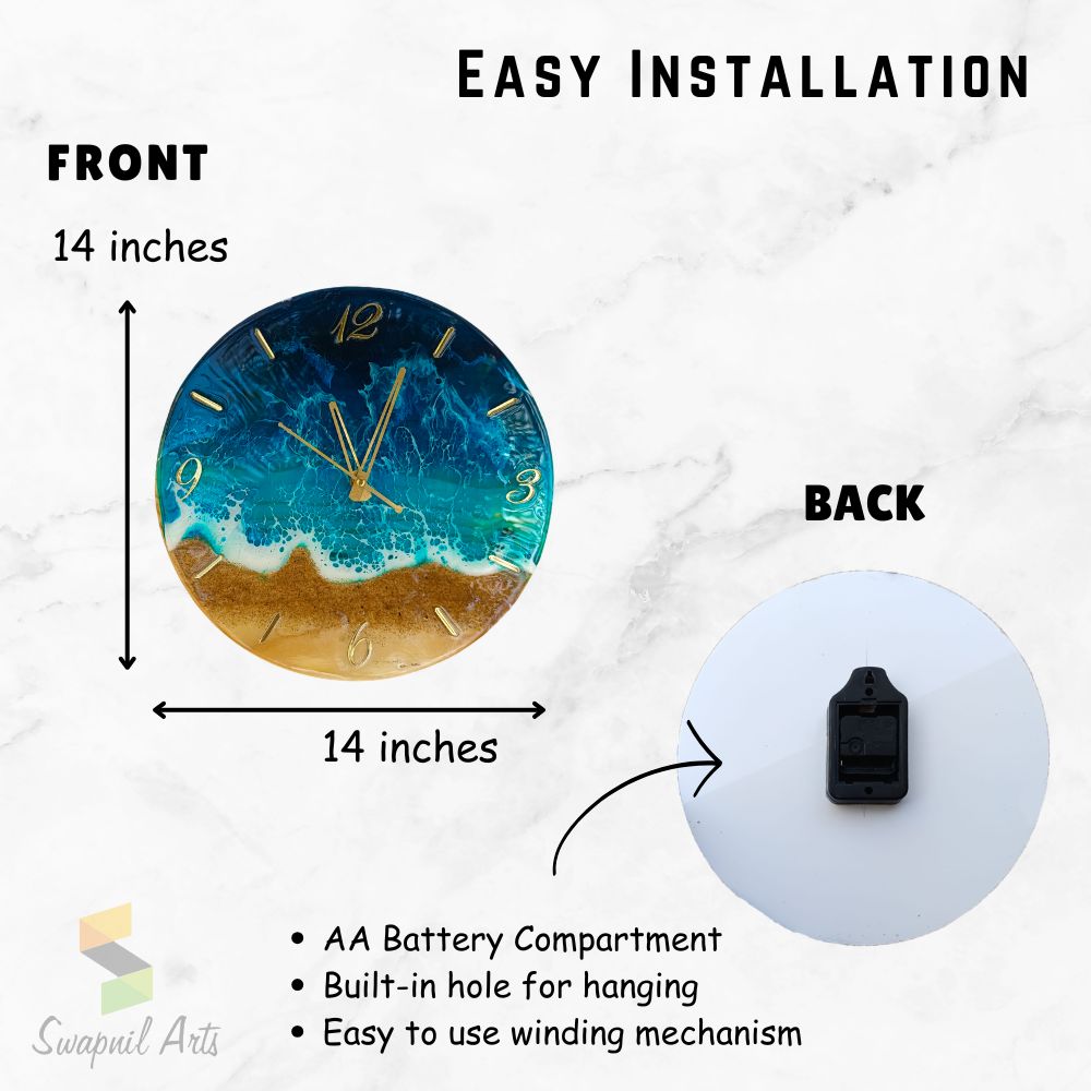 Ocean Theme Resin & Wooden Wall Clock