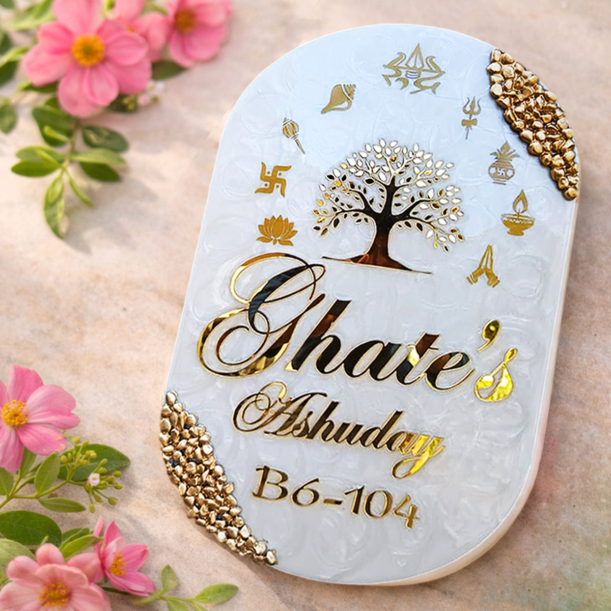 Beautiful Resin & Acrylic Name Plate for House Entrance, Flat, Bungalow (Astamangal)