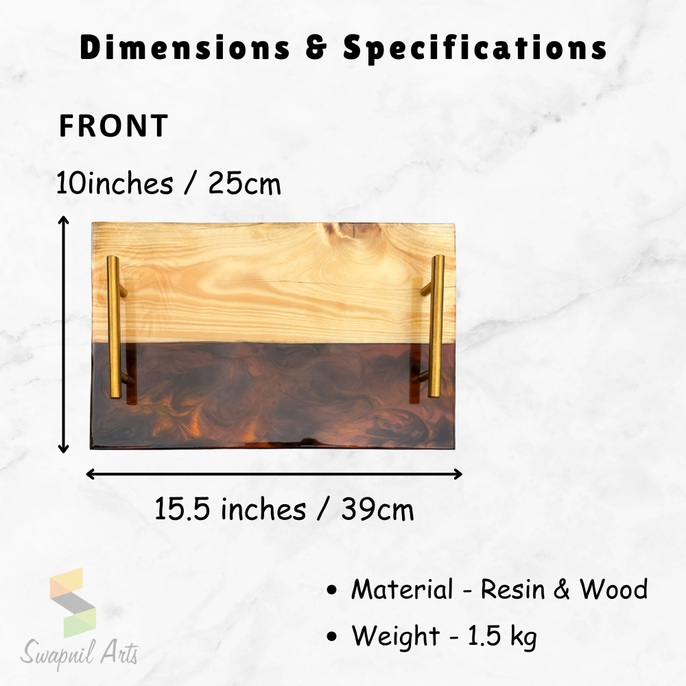 Resin & wooden Serving Tray | Color- Brown