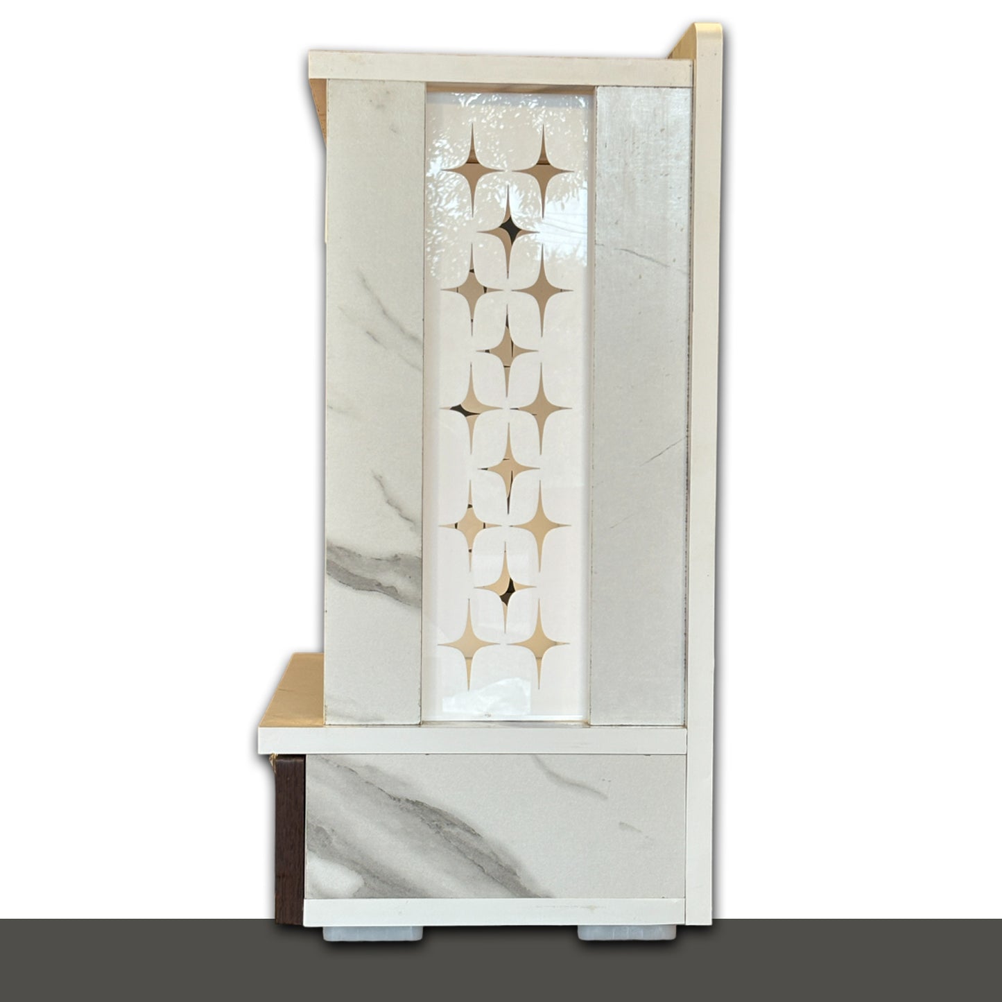 Preassembled  Decorative Acrylic Temple /Mandir for Home with LED Light & Drawer