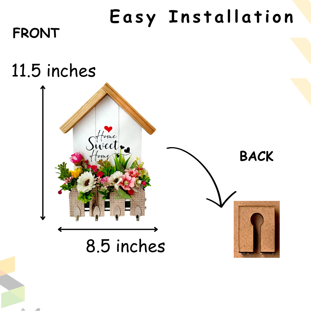 Home Shape MDF Key Holder for Home with Beautiful Design