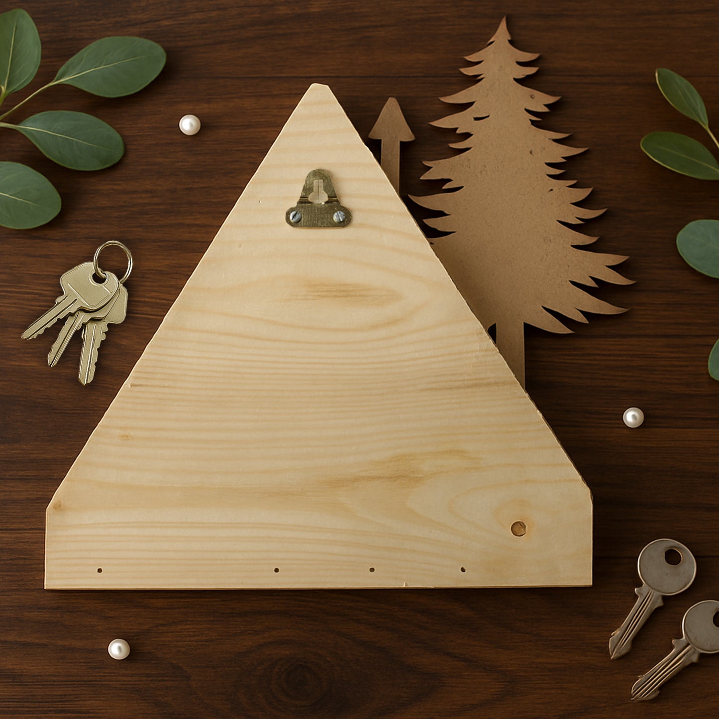Hut Shape Wooden Key Holder for Home | 6 Hooks to Hang Keys