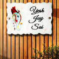 Resin & Acrylic Name Plate for Home Entrance, Flat, Bungalow (Ganesha Art)